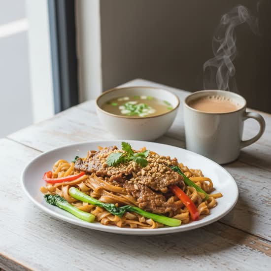 104. Satay Beef Fried Rice Noodle 沙爹牛肉炒河